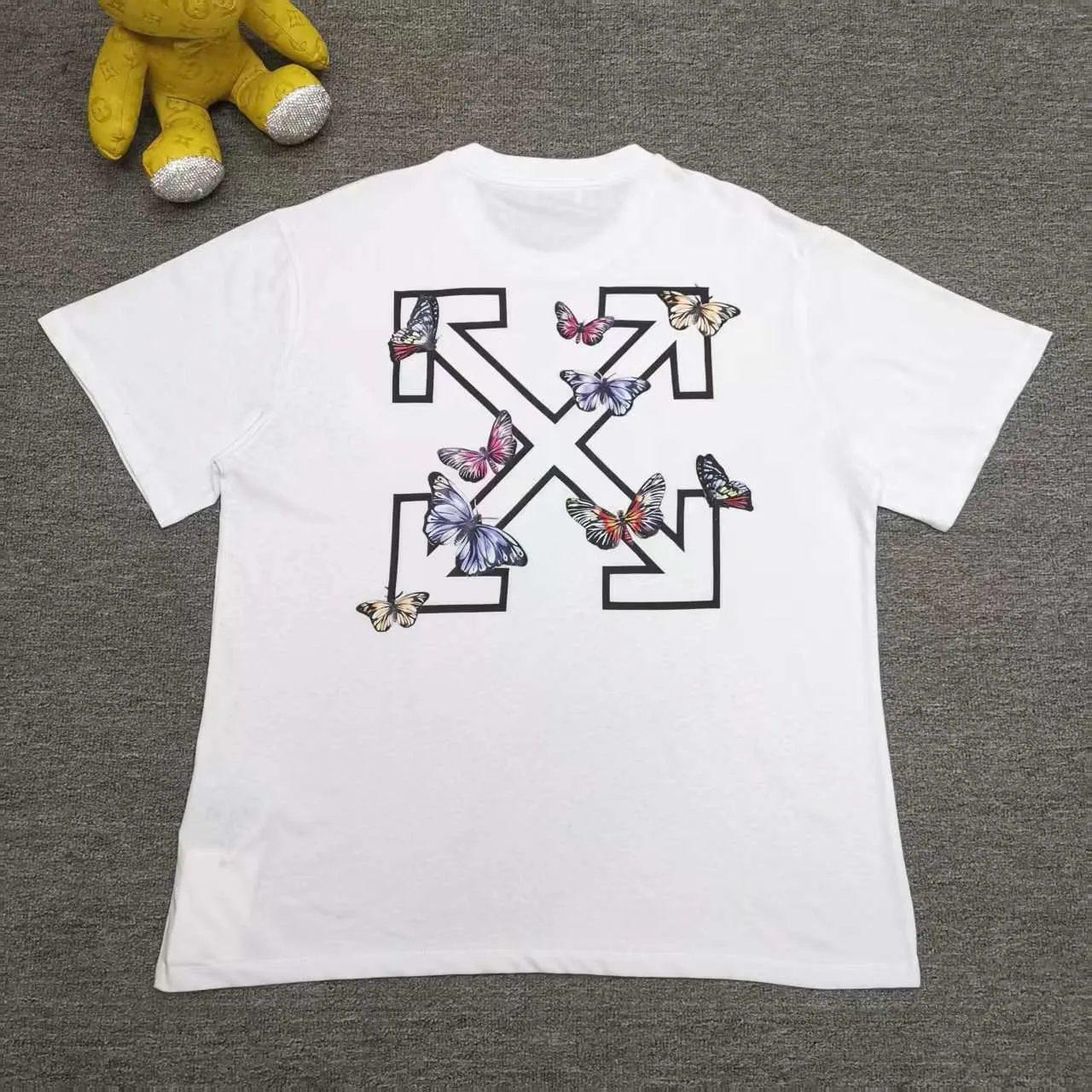 Top version ❤️off white new loose version butterfly arrow short-sleeved T-shirt Size: S M L XL Color: Black White P240